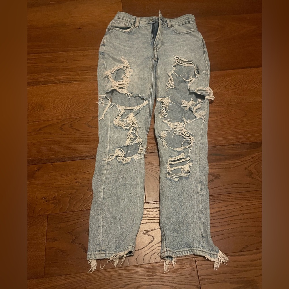 American Eagle curvy ripped mom jeans